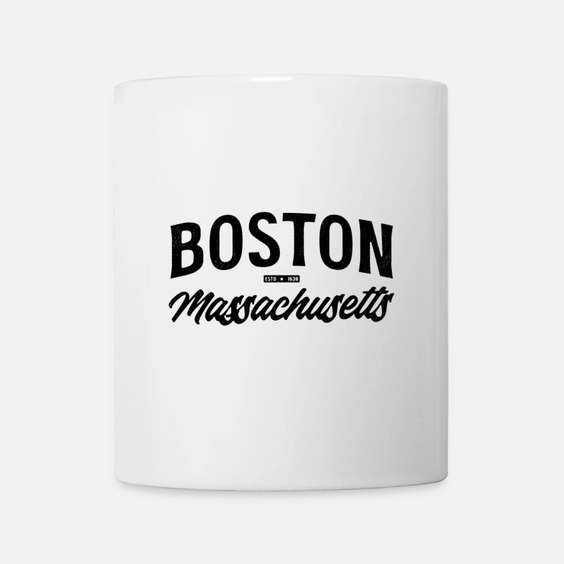 Conception à Boston, Massachusetts avec année de fondation - Mug blanc - blanc