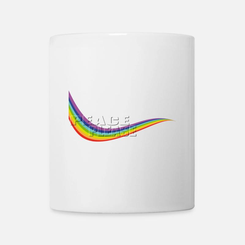 RAINBOW PEACE PLEASE transparent Typo - Tasse - Weiß