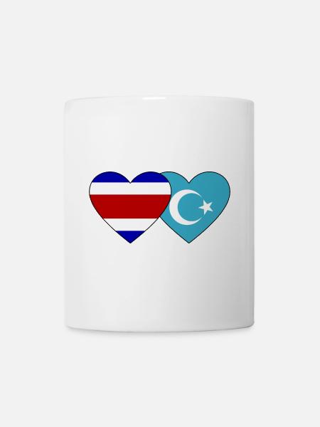 Coeur de drapeau ouïghour du Costa Rica - Mug blanc - blanc