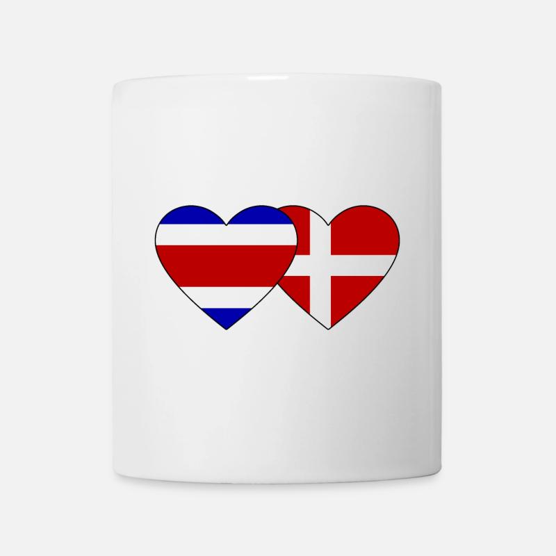Costa Rica Dänemark Flagge Herz - Tasse - Weiß