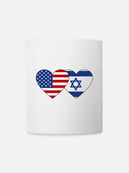 USA Israel Flagge Herz - Tasse - Weiß