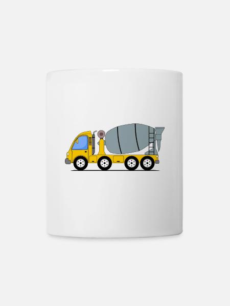 Betonmischer gelb - Tasse - Weiß