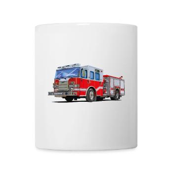 Camion de pompiers avec lequel tout le monde veut se rendre sur les lieux - Mug blanc - blanc - Devant