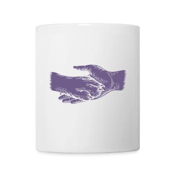 Chien et maître - Silhouette de main et de patte - Mug blanc - blanc - Devant
