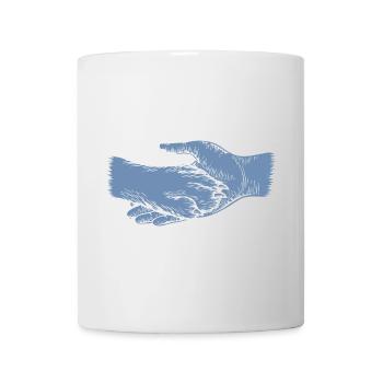 Chien et maître - Silhouette de main et de patte - Mug blanc - blanc - Devant