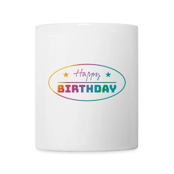 Tshirt joyeux anniversaire ovale bunt - Mug blanc - blanc - Devant