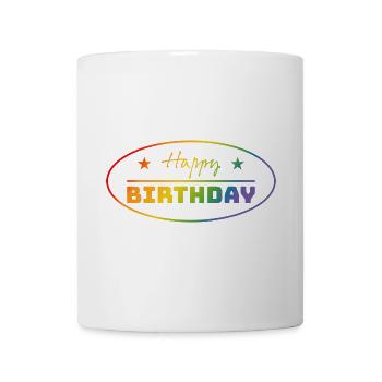 Tshirt joyeux anniversaire arc-en-ciel LGBT lgbtqi queer - Mug blanc - blanc - Devant