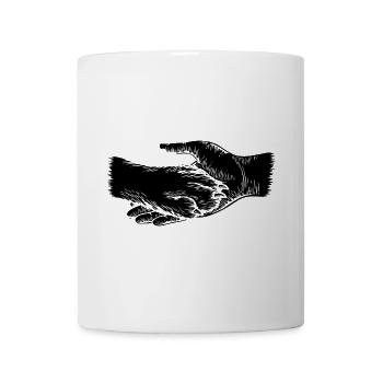 Chien et maître - Silhouette de main et de patte - Mug blanc - blanc - Devant