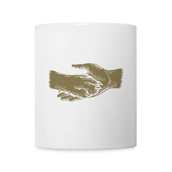 Chien et maître - Silhouette de main et de patte - Mug blanc - blanc - Devant