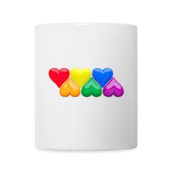 Shiny hearts in LGBT rainbow colors block - Mug - white - Front