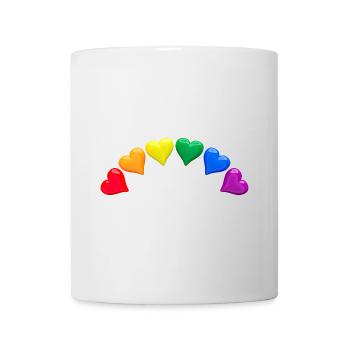 Des cœurs brillants aux couleurs de l’arc-en-ciel LGBT s’inclinent - Mug blanc - blanc - Devant