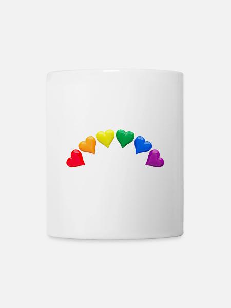 Glänzende Herzen in LGBT-Regenbogenfarben Bogen - Tasse - Weiß