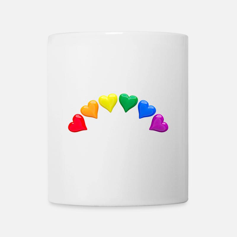 Glänzende Herzen in LGBT-Regenbogenfarben Bogen - Tasse - Weiß