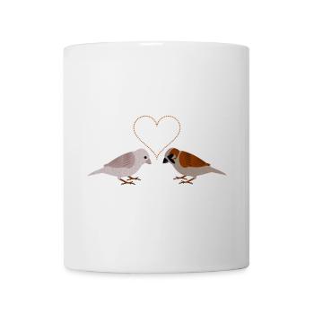 Winter Sparrows and Seeds heart - Mug - white - Front