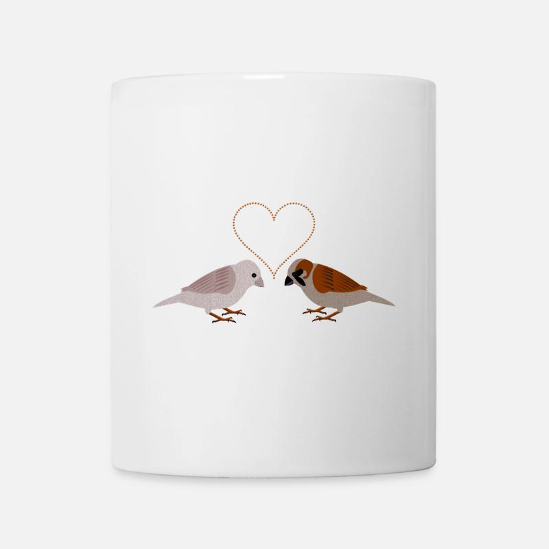 Winter Sparrows and Seeds heart - Mug - white