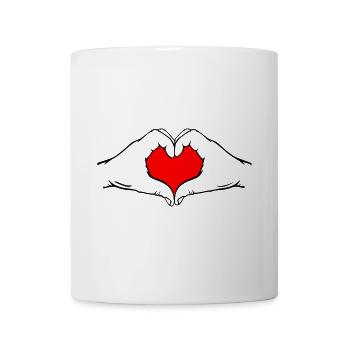 Hände in Herzform - Tasse - Weiß - Vorne