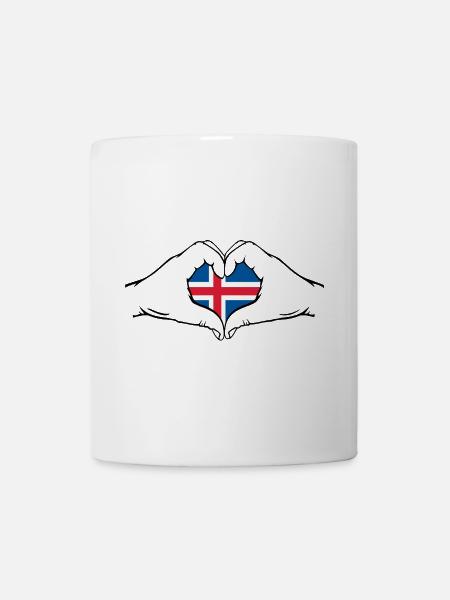 Island Flagge Hände Herzform - Tasse - Weiß