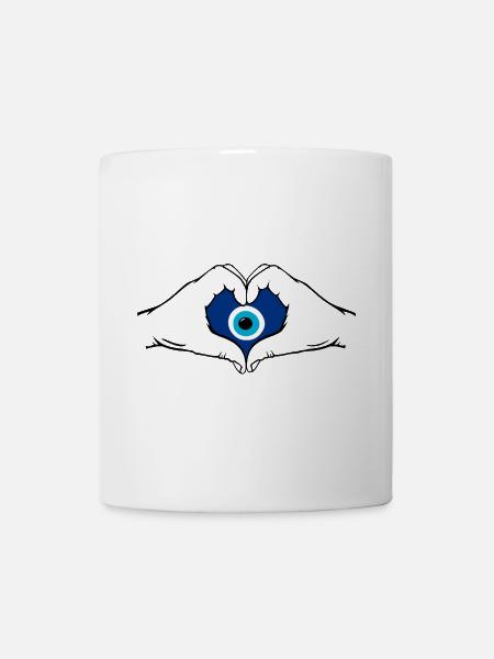 Nazar Herzform mit Hände - Tasse - Weiß