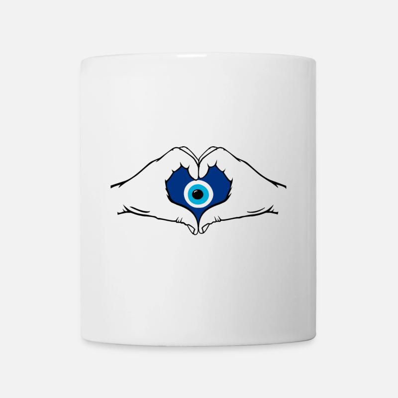 Nazar Herzform mit Hände - Tasse - Weiß