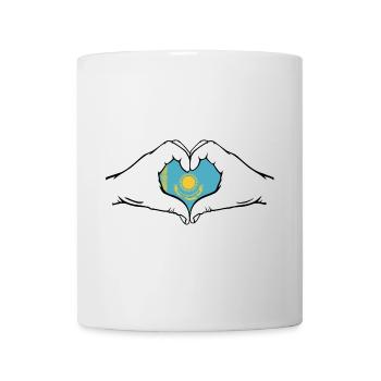 Kasachstan Flagge Herzform mit Hände - Tasse - Weiß - Vorne