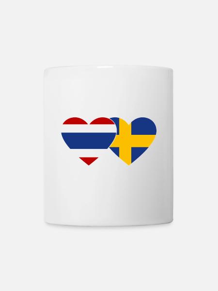 Thailand Schweden Flagge Herz - Tasse - Weiß