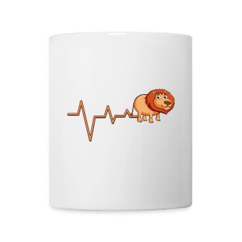 Lion Heartbeat Line Logo - Tasse - Weiß - Vorne