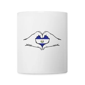 El Salvador Flag Hands Heart Shape - Mug - white - Front