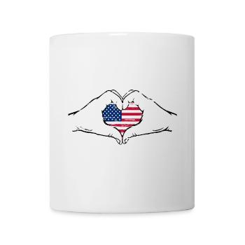 Drapeau des États-Unis en forme de coeur utilisé - Mug blanc - blanc - Devant