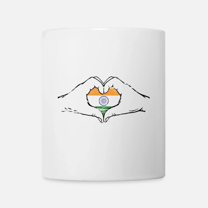 Indien Flagge Herzform used - Tasse - Weiß