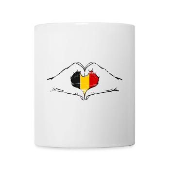 Drapeau de la Belgique en forme de coeur utilisé - Mug blanc - blanc - Devant