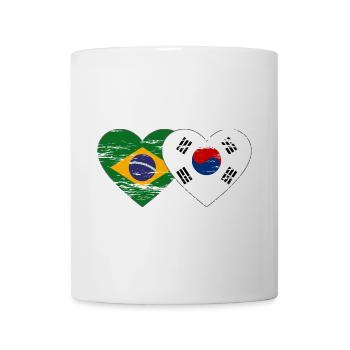 Brazil South Korea flag heart used - Mug - white - Front