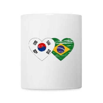 South Korea Brazil Flag Heart Used - Mug - white - Front
