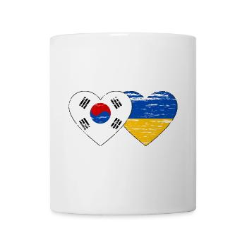 Südkorea Ukraine Flagge Herz used - Tasse - Weiß - Vorne