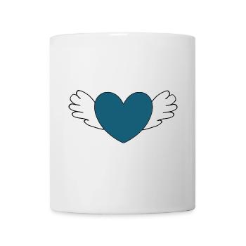 Cœur bleu avec ailes cadeau de la Saint-Valentin - Mug blanc - blanc - Devant