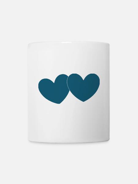 blaues Herz 2 Herzen Valentinstag - Tasse - Weiß