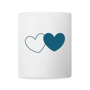 Coeur bleu 2 coeurs Saint-Valentin - Mug blanc - blanc - Devant