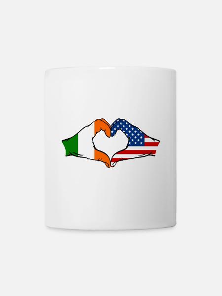 Irland USA Herzform mit Hände - Tasse - Weiß