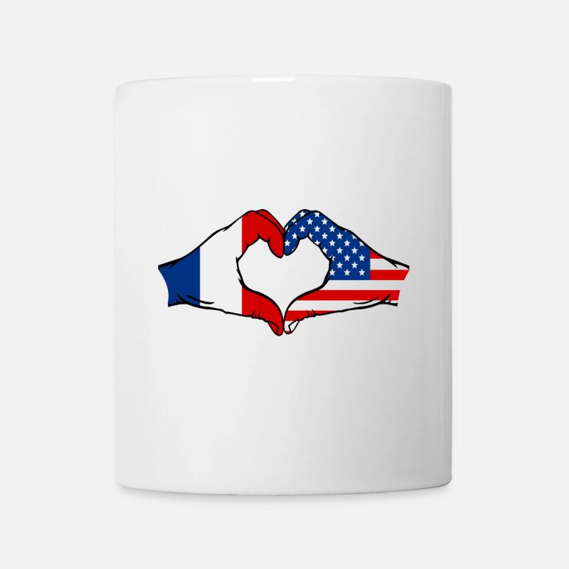 France USA Forme de coeur avec les mains - Mug blanc - blanc