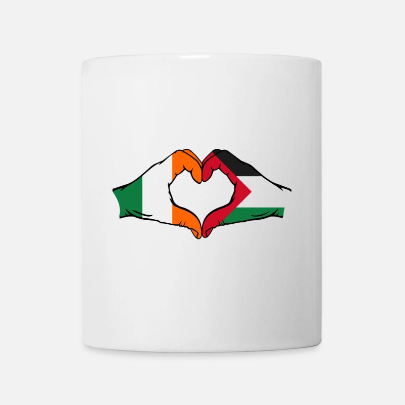 Irlande Palestine Forme de coeur avec les mains - Mug blanc - blanc