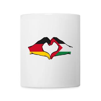 Germany Palestine heart shape with hands - Mug - white - Front