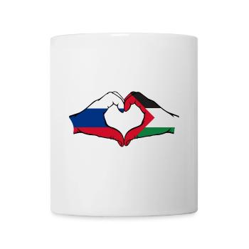 Russia Palestine heart shape with hands - Mug - white - Front