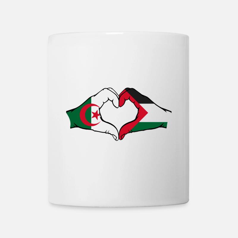 Algérie Palestine Forme de coeur avec les mains - Mug blanc - blanc