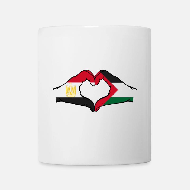 Forme de coeur Egypte Palestine avec les mains - Mug blanc - blanc
