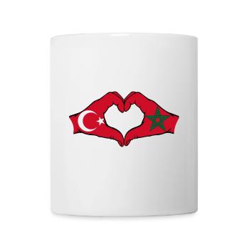 Forme de coeur Türkiye Maroc avec mains - Mug blanc - blanc - Devant