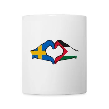 Forme de coeur Suède Palestine avec mains - Mug blanc - blanc - Devant