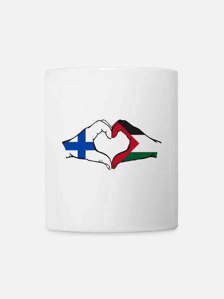 Finnland Palästina Herzform mit Hände - Tasse - Weiß