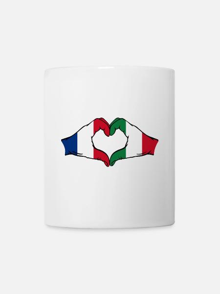 France Italie Forme de coeur avec les mains - Mug blanc - blanc