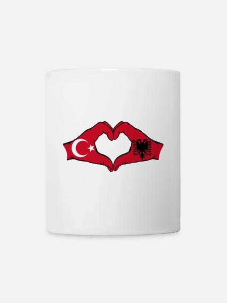 Türkei Albanien Herzform mit Hände - Tasse - Weiß