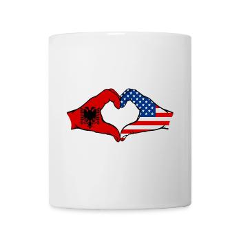 Albania USA heart shape with hands - Mug - white - Front