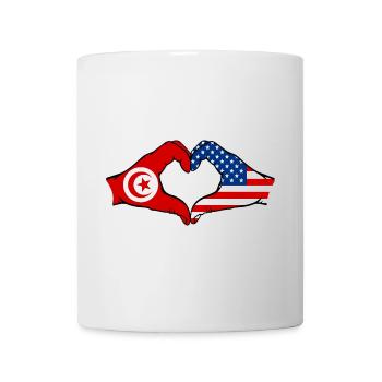 Tunisia USA heart shape with hands - Mug - white - Front
